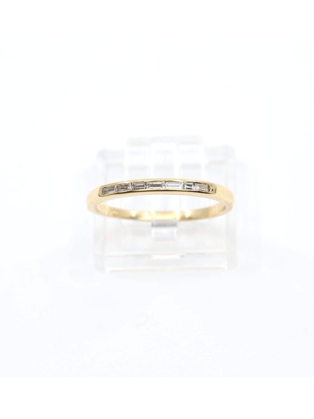 14K Solid Yellow Gold Baguette Diamond Channel Set Wedding Band Ring - Size 8.75